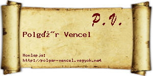 Polgár Vencel névjegykártya